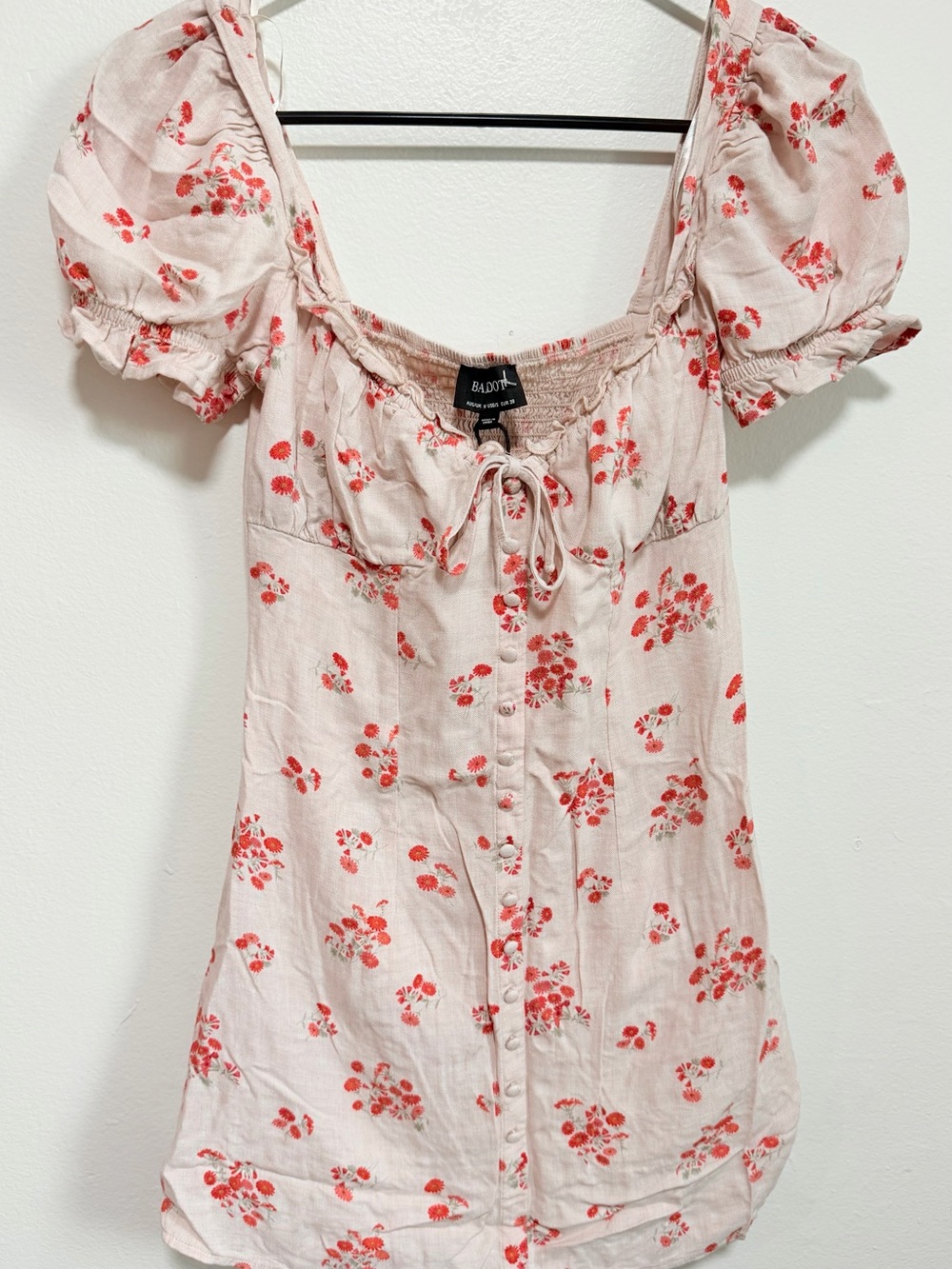 Bardot Blush Pink Floral Puff-Sleeve Tunic